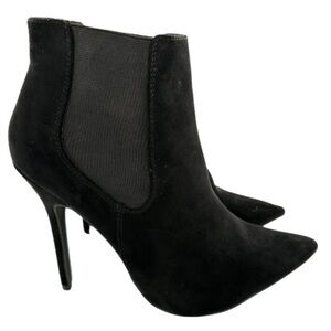 New look womens pointy toe ankle boots size 40 black faux suede stilettos